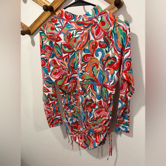 Coolibar Hokulani Ruche Swim Shirt with UPF 50+ sun protection - Picture 9 of 10